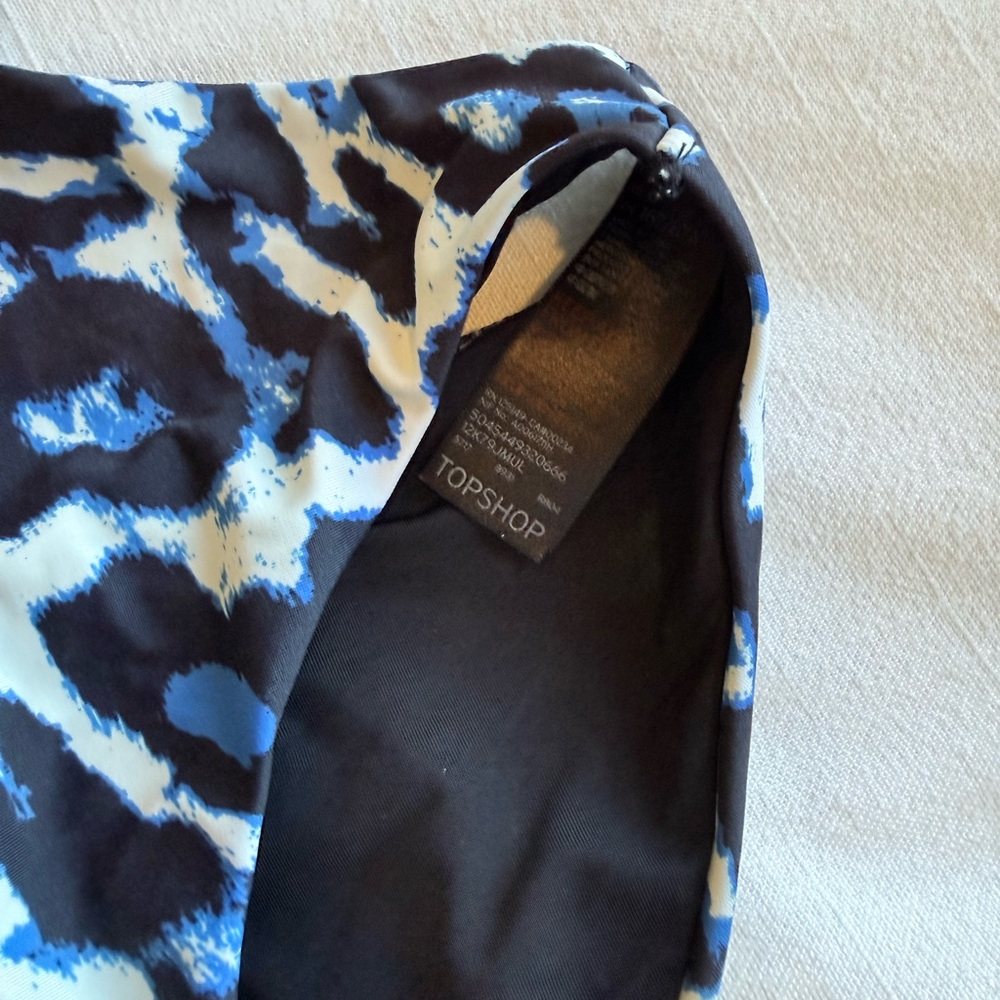 Topshop Black, White and Blue Leopard-Print One-Piece Swimsuit - Picture 3 of 4